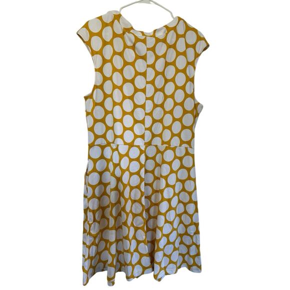 NY&Co Yellow Gold White Polka Dot Dress with Pockets 100% Cotton Plus Size XXL - Picture 3 of 7